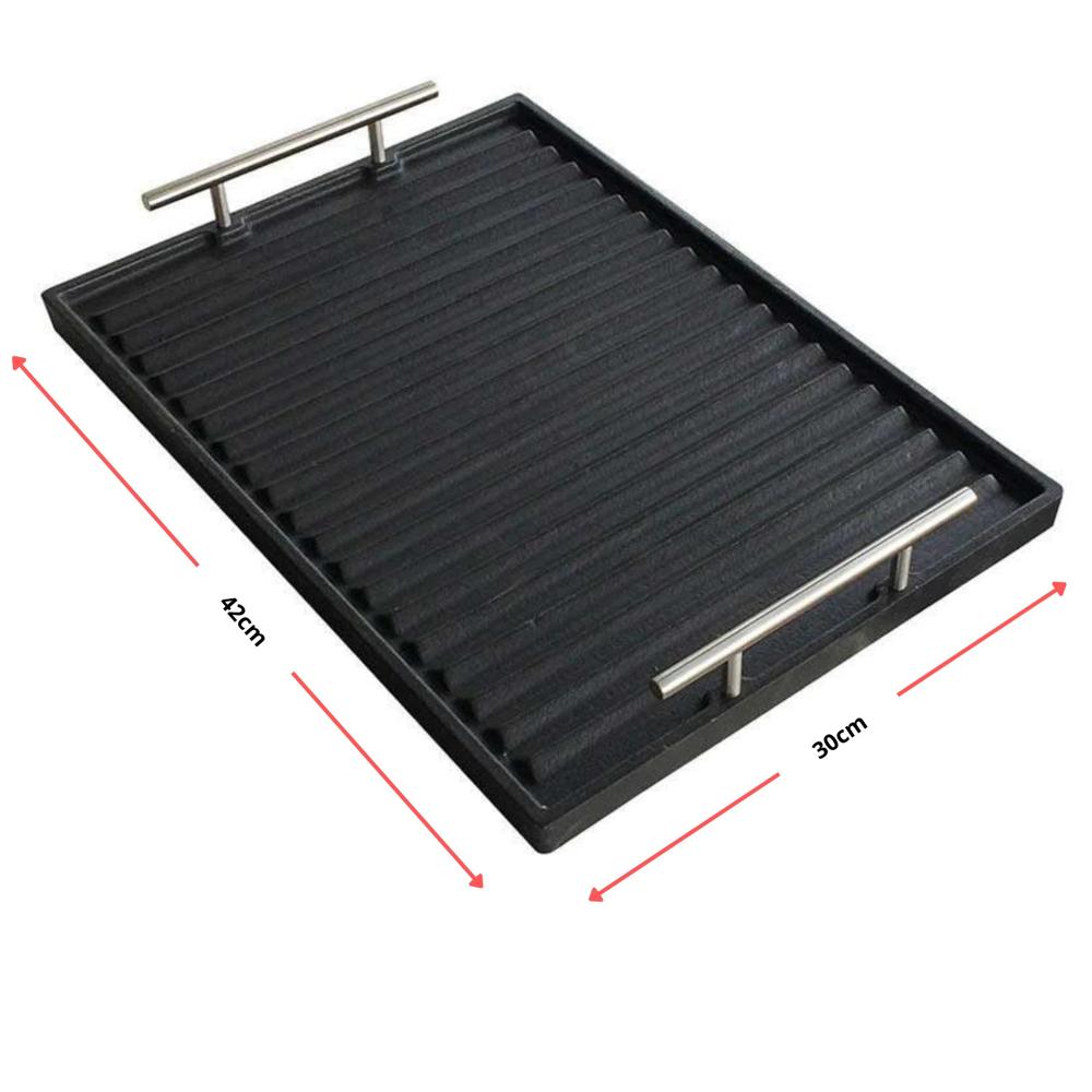 Lunaway Gusseisen Grillplatte 42 x 30 cm emailliert #BBQ_ONDULATA4330_SB