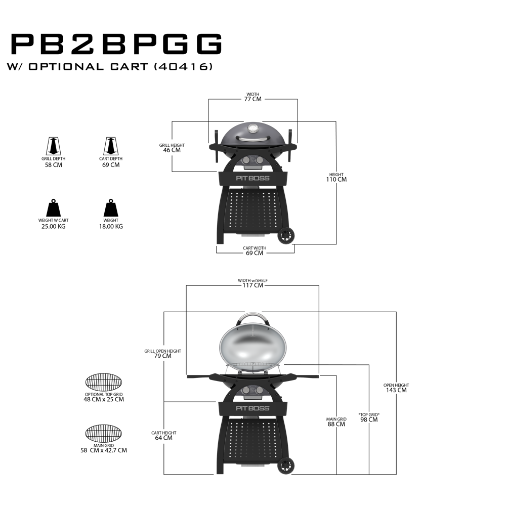 PitBoss Grill Sportsman 2 Grey, 50mbar #10754