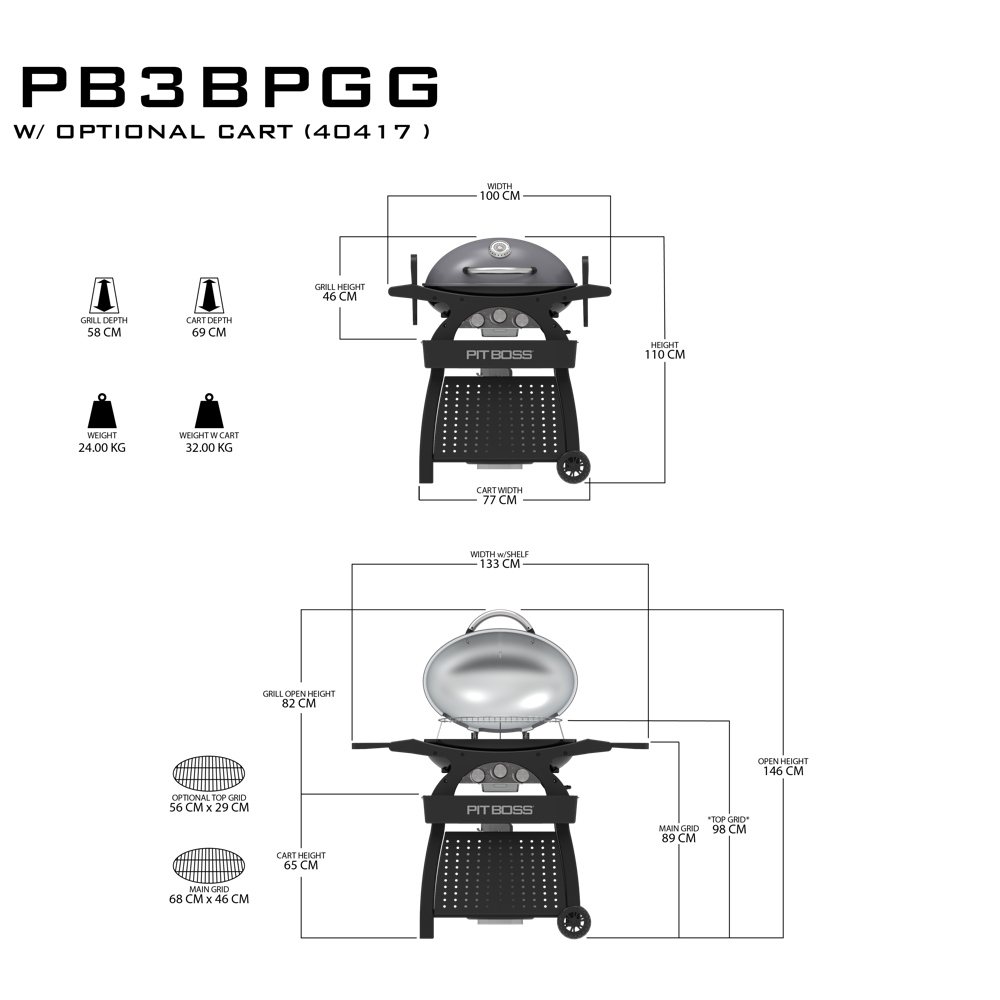 PitBoss Grill Sportsman 3 Grey, 50mbar #10757