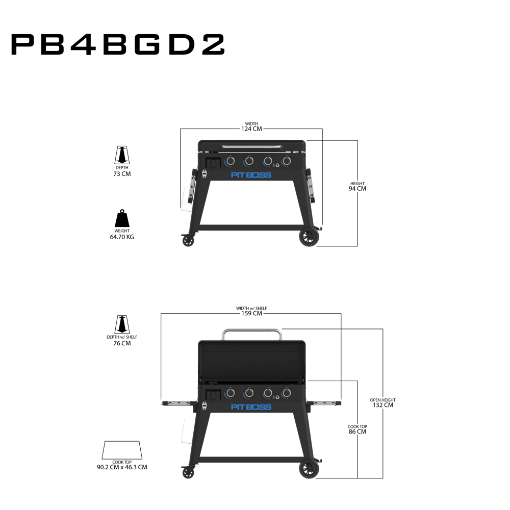 PitBoss Grill Ultimate Plancha 4 Brenner mit Cart, 50mbar #10815