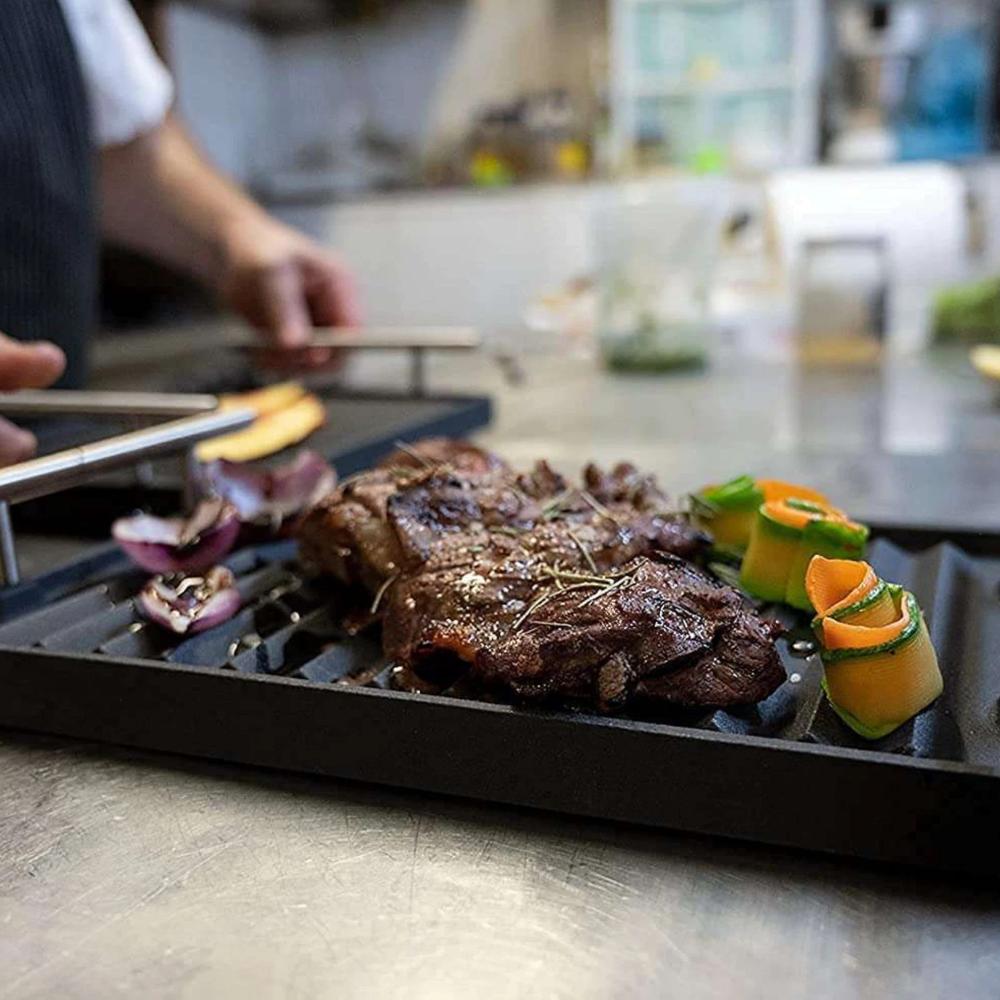 Lunaway Gusseisen Grillplatte 30 x 20 cm emailliert #BBQ_ONDULATA3020_SB