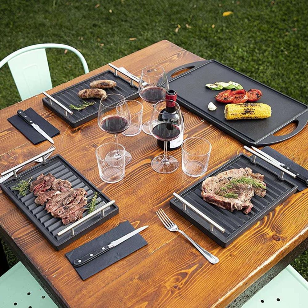 Lunaway Gusseisen Grillplatte 30 x 20 cm emailliert #BBQ_ONDULATA3020_SB
