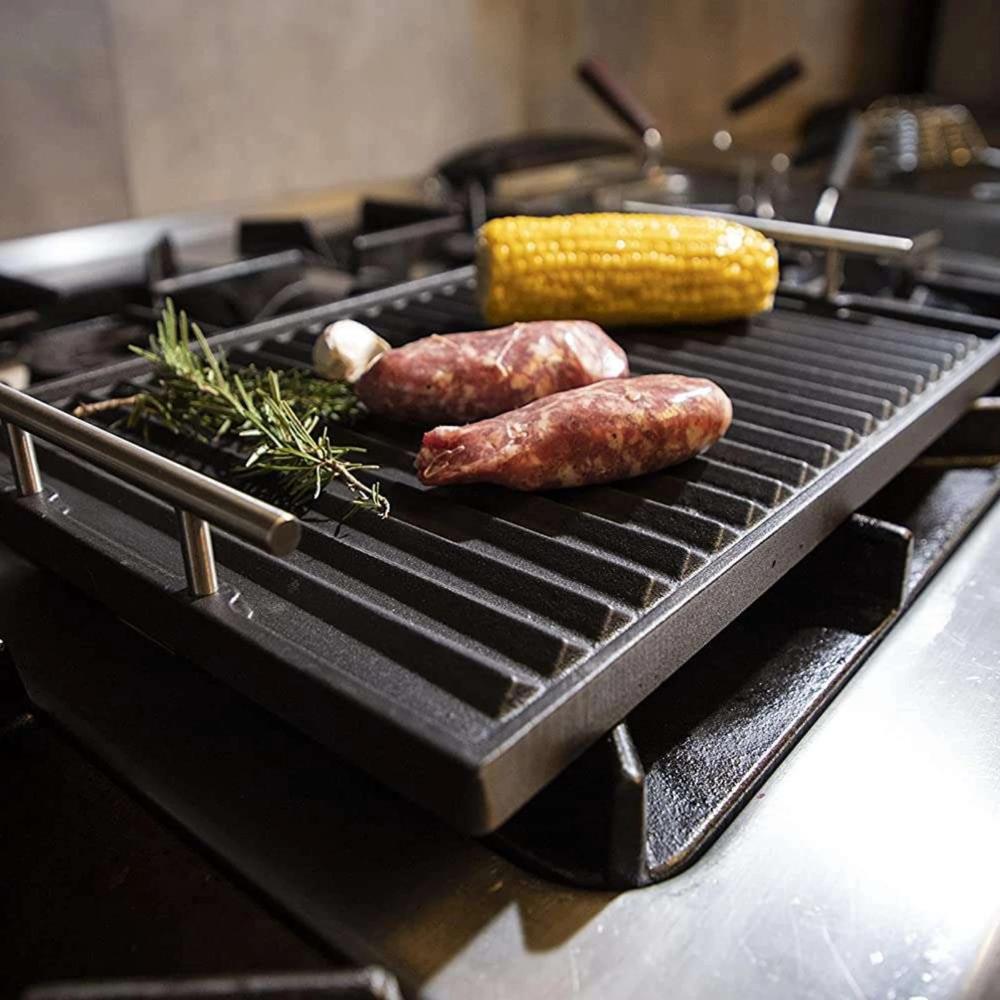 Lunaway Gusseisen Grillplatte 42 x 30 cm emailliert #BBQ_ONDULATA4330_SB