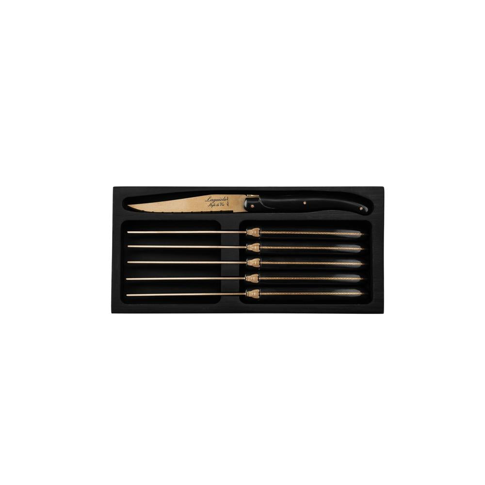 Laguiole Prestige Steakmesser mit Wellenschliff, 6 Stk., copper stonewash
